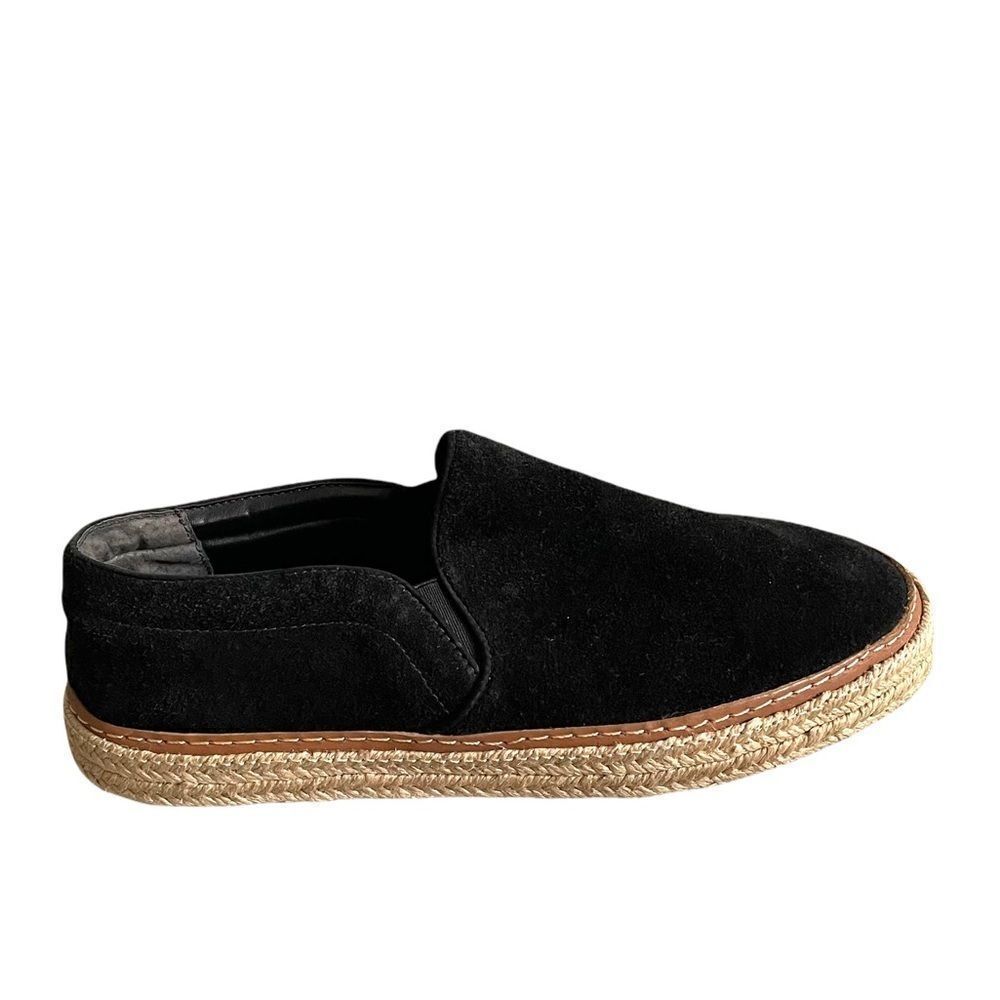 SCHUTZ Black Suede Slip On Suede Flat Espadrilles 38